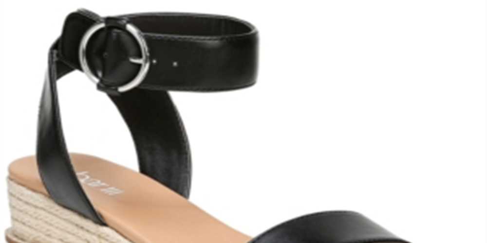 Bar III Women's Dessi Two Piece Flatform Wedge Sandals Black Size -5.5 M