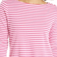 Charter Club Women's Supima Cotton Striped Top Pink Size Medium