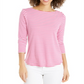 Charter Club Women's Supima Cotton Striped Top Pink Size X-Small