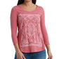 Lucky Brand Women's Petites T-Shirt Lotus Scoop Neck Slate Rose Pink Size Large
