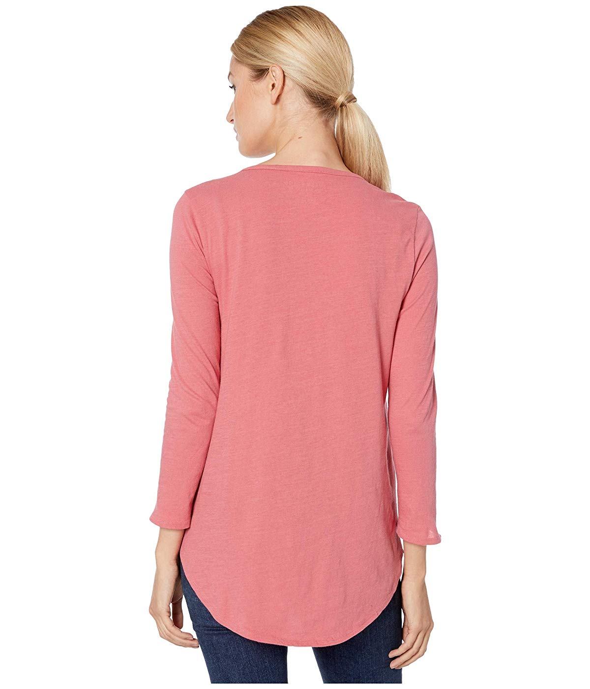 Lucky Brand Women's Petites T-Shirt Lotus Scoop Neck Slate Rose Pink Size Large