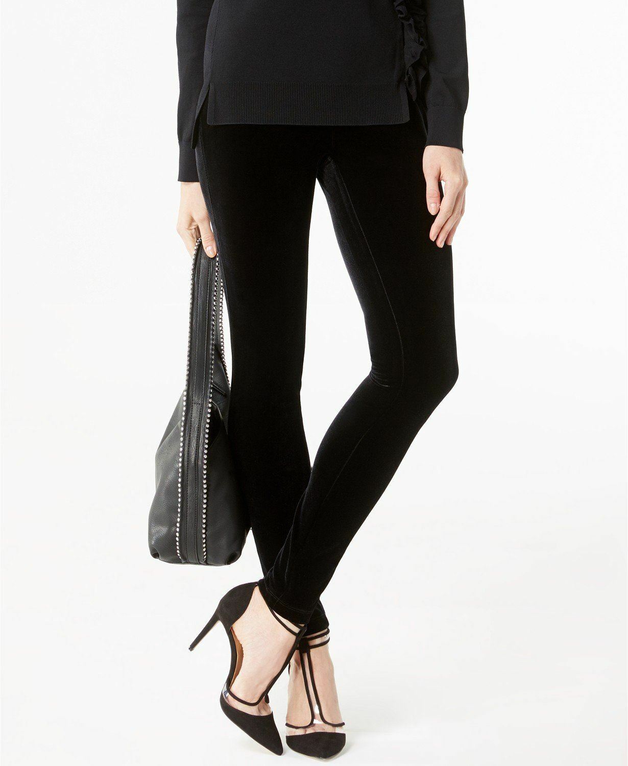 INC Women's Petite Velvet Skinny Pants  Black Size 0 P