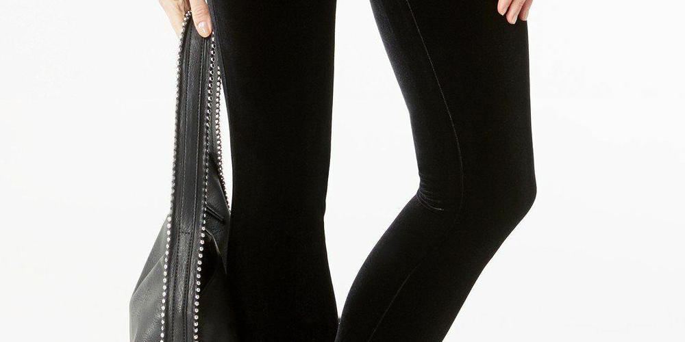 INC Women's Petite Velvet Skinny Pants  Black Size 0 P