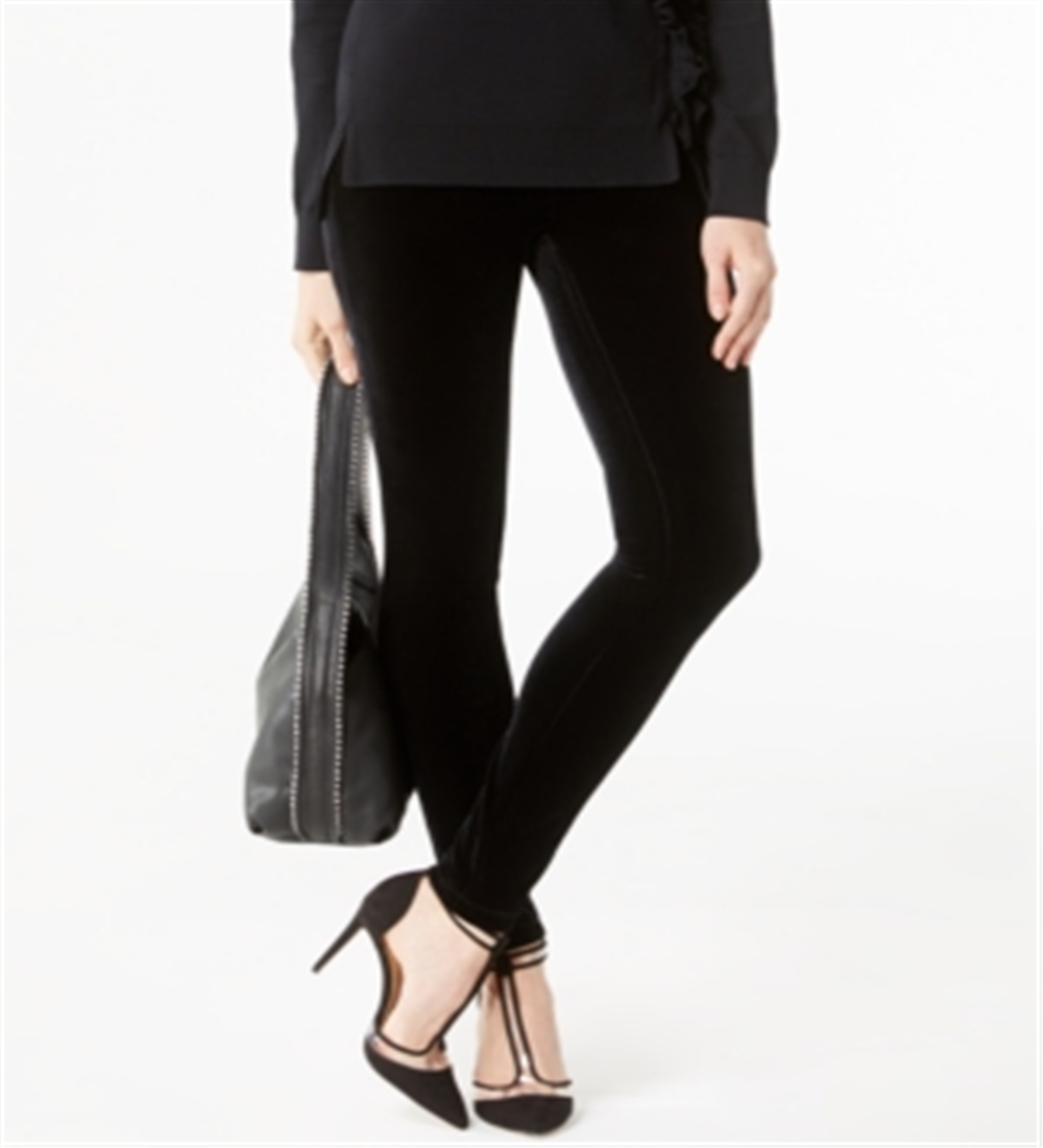 INC Women's Petite Velvet Skinny Pants  Black Size 0 P