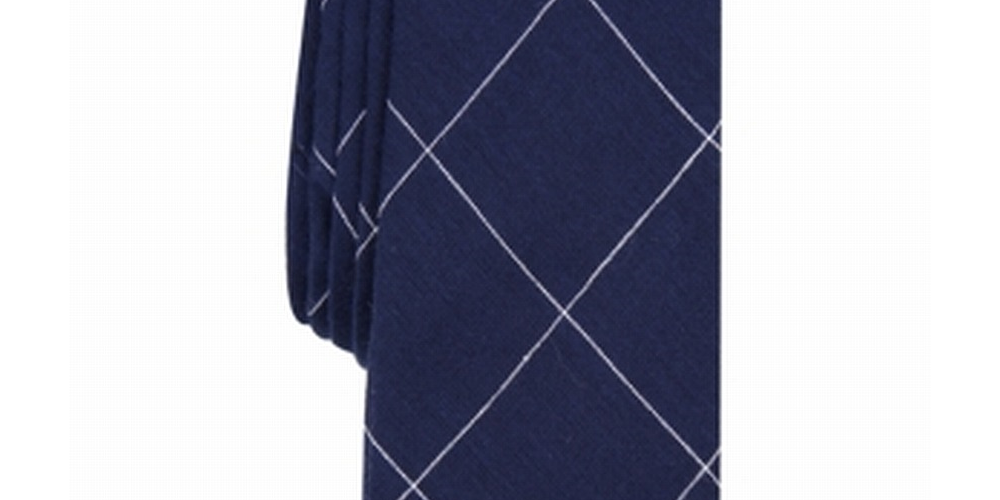 Original Penguin Men's Ferrell Grid Skinny Tie Navy Blue One Size