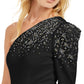 Calvin Klein Women's  Rhinestone Zippered Long Sleeve Asymmetrical Neckline Party Jumpsuit Black Size 8