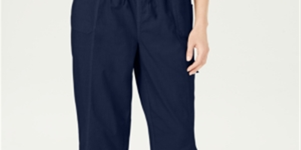 Karen Scott Women's Tie Pocketed Pants Blue Size Petite Small