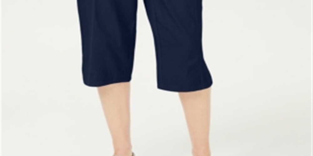 Karen Scott Women's Tie Pocketed Pants Blue Size Petite Small