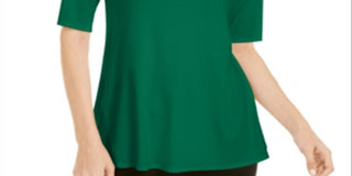 Alfani Women's V Neck Swing Tunic Green Size X-Small