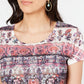 Style & Co Women's Printed T-Shirt Pink Size PP