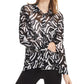 Alfani Women's Printed Mesh Top Black Size Large