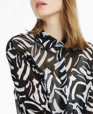 Alfani Women's Printed Mesh Top Black Size Large