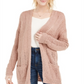 Pink Rose Junior's Textured Long Cardigan Pink Size Large