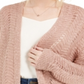 Pink Rose Junior's Textured Long Cardigan Pink Size Large