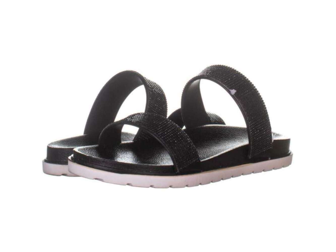 XOXO Women's Rio Open Toe Casual Slide Sandals Black Size 7.5