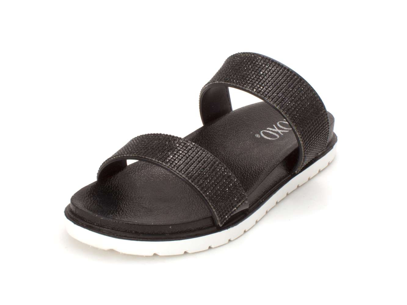 XOXO Women's Rio Open Toe Casual Slide Sandals Black Size 7.5