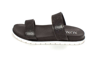 XOXO Women's Rio Open Toe Casual Slide Sandals Black Size 7.5