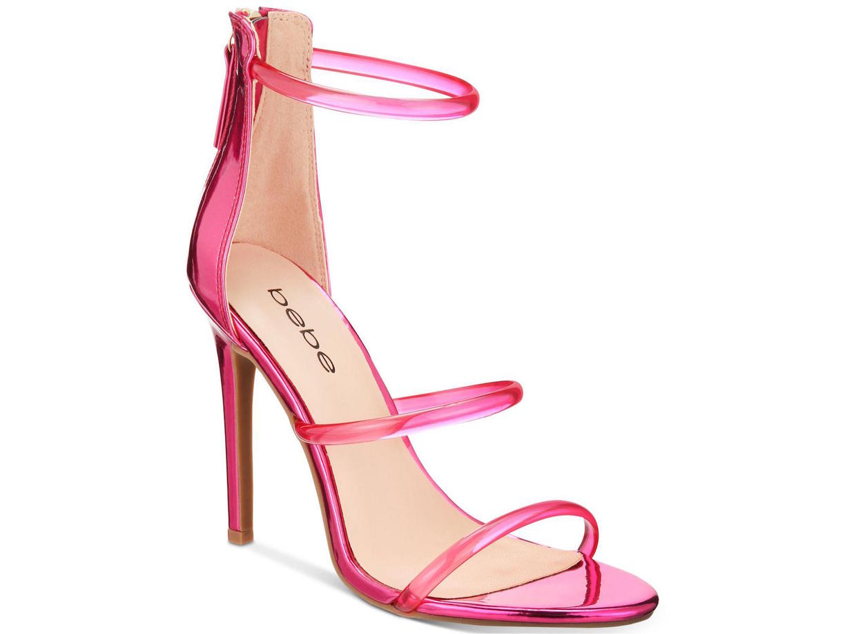 Bebe Women's Metallic Ankle Strap Dress Sandals Pink Size 10 M