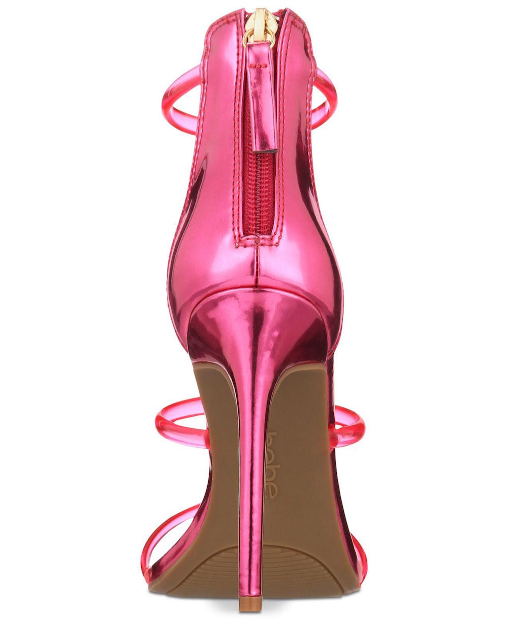 Bebe Women's Metallic Ankle Strap Dress Sandals Pink Size 10 M