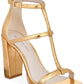 Kenneth Cole New York Women's Deandra Metallic Leather Ankle Strap Heel Gold Size 5 M