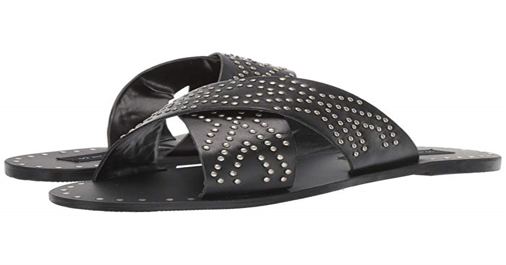 Steven by Steve Madden Women's Girlish Slide Sandal Black Leather Size 6 M