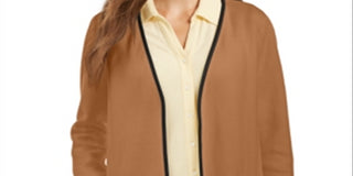 Charter Club Women's Milano Cotton Open Front Cardigan Brown Size Small