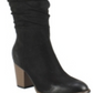 White Mountain Women's Cushioned Ruched Trunell Almond Toe Stacked Heel Zip up Heeled Boots Black Size 7.5 M