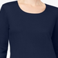 Karen Scott Women's Cotton Scoop Neck 3/4 Sleeve Top Blue Size Petite S