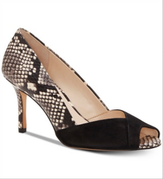 Enzo Angiolini Women's Delsia Leather Peep Toe Classic Pumps Black Size 8 M