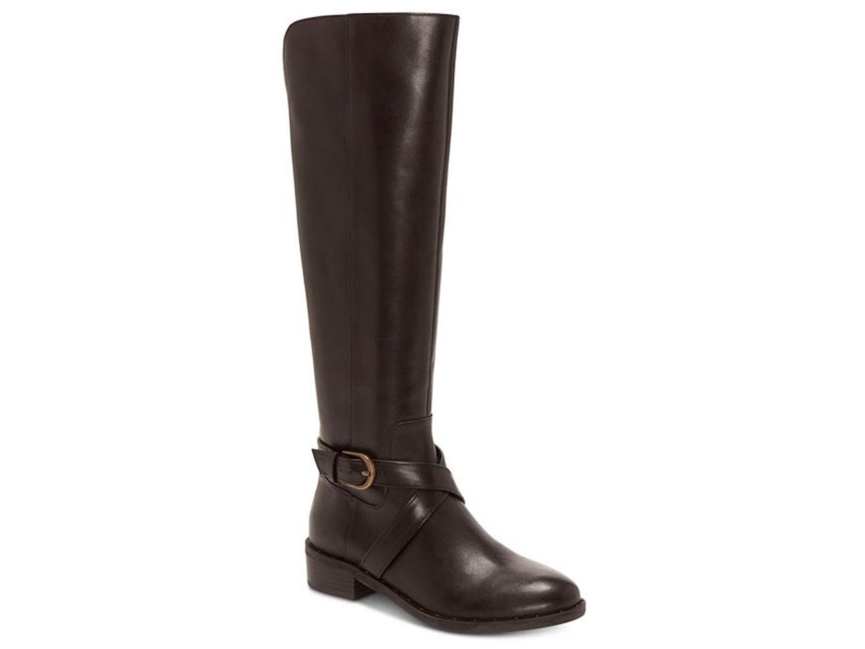 INC International Concepts Women's Fadoral Leather Round Toe Knee High Fashion Boots Brown Size 9