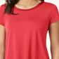 Alfani Women's Silk Solid Short Sleeve Jewel Neck Hi Lo Top Red Size Small