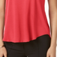 Alfani Women's Silk Solid Short Sleeve Jewel Neck Hi Lo Top Red Size Small