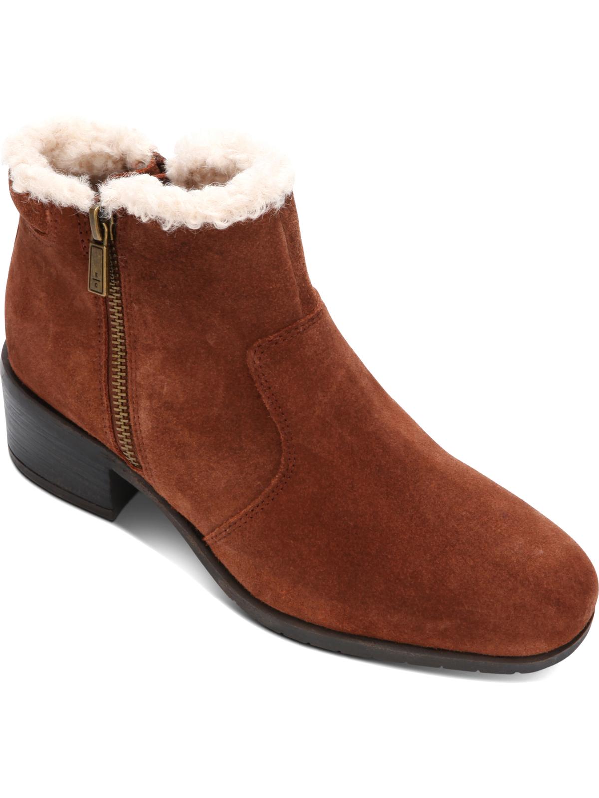 Kenneth Cole Reaction Women's Salt Zip Cozy Suede Ankle Booties Brown Size 8.5 M