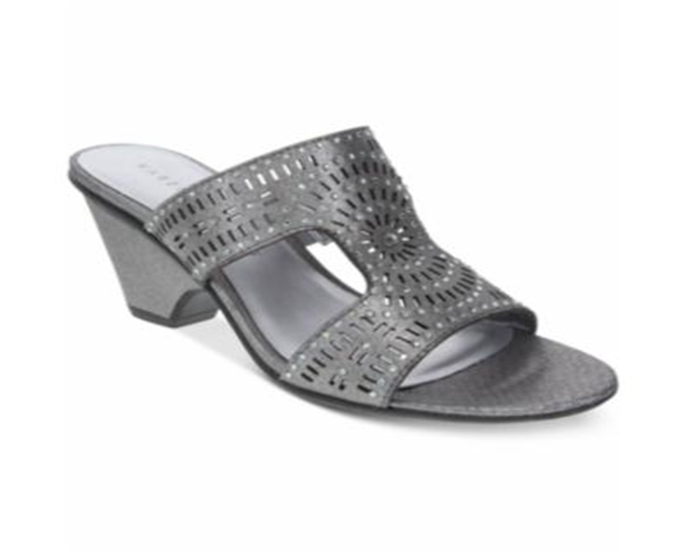 Karen Scott Women's Kendra Open Toe Casual Slide Sandals Silver Size -8.5 M
