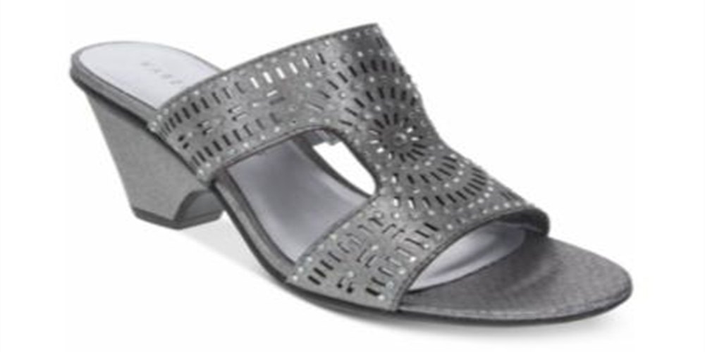 Karen Scott Women's Kendra Open Toe Casual Slide Sandals Silver Size -8.5 M