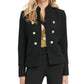 DKNY Women's Cotton Blend Knit Military Jacket Black Size 8 Petite