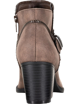 American Rag Women's Milly Nubuck Block Heel Ankle Boots Brown Size 7 M