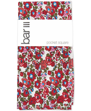 Bar III Men's Charter Floral Pocket Square Red Size Regular