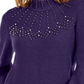 Alfani Women's Mock Neck Embellished Sweater Purple Size Petite Small