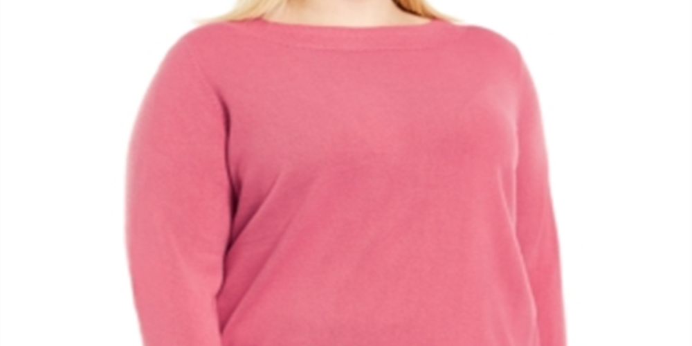 Karen Scott Women's Boatneck Pullover Sweater Pink Size 2X
