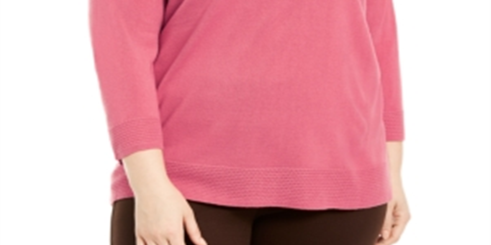 Karen Scott Women's Boatneck Pullover Sweater Pink Size 2X