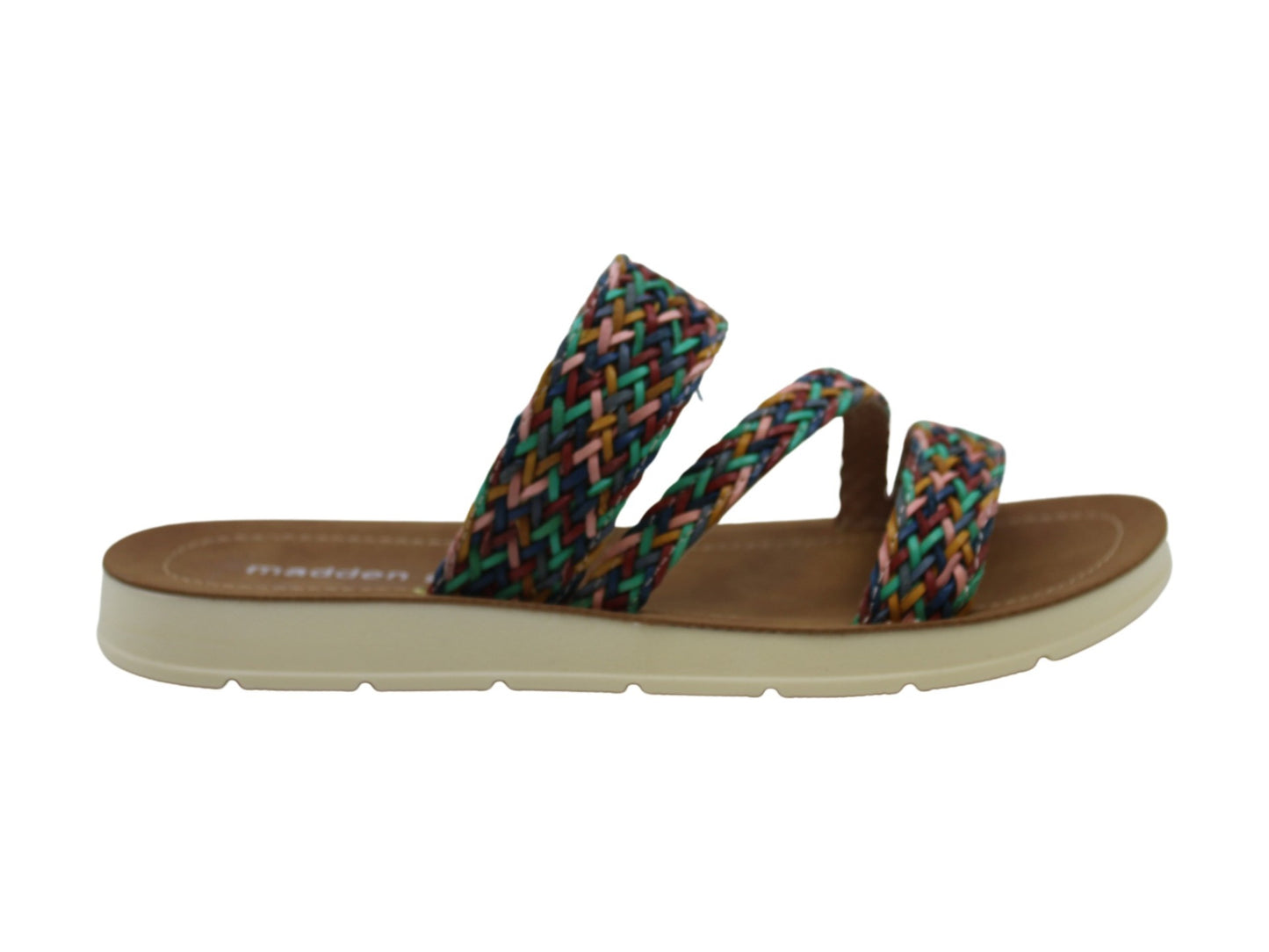 Madden Girl Women's Press Fabric Open Toe Casual Slide Sandals Brown Size 7.5 M