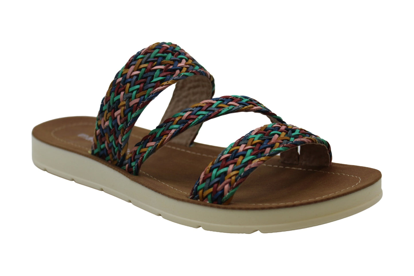 Madden Girl Women's Press Fabric Open Toe Casual Slide Sandals Brown Size 7.5 M