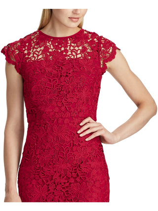 Ralph Lauren Women's Floral Lace Dress Red Size 4