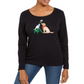 Karen Scott Women's  Petite Embellished Holiday Shirt  Black Size Petite M