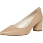 Anne Klein Women's Nora Slip on Pointed Toe Block Heels Tan Size 5M