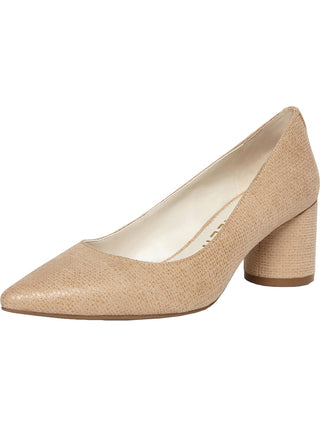 Anne Klein Women's Nora Slip on Pointed Toe Block Heels Tan Size 5M