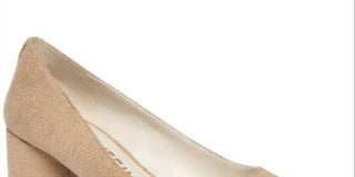 Anne Klein Women's Nora Slip on Pointed Toe Block Heels Tan Size 5M