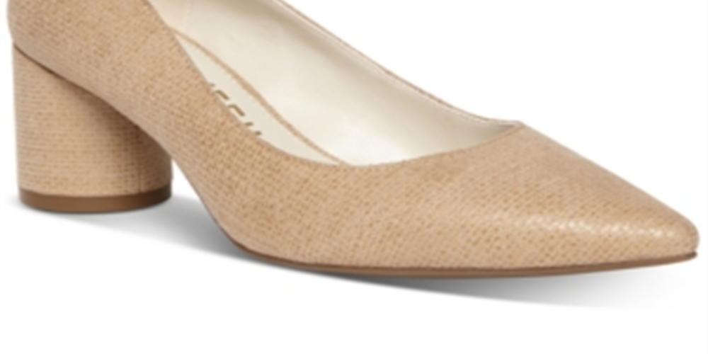 Anne Klein Women's Nora Slip on Pointed Toe Block Heels Tan Size 5M