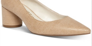 Anne Klein Women's Nora Slip on Pointed Toe Block Heels Tan Size 5M